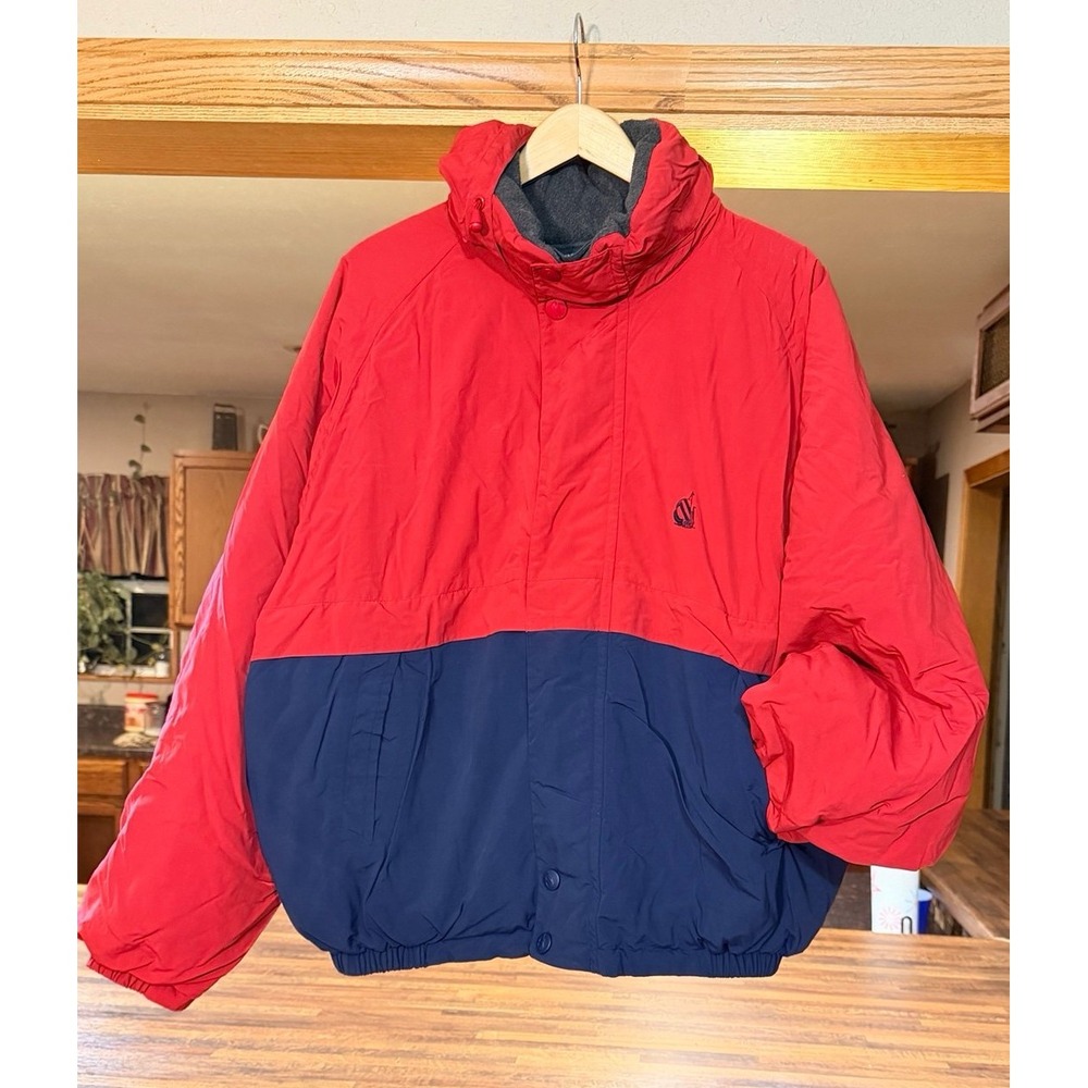 Vintage men's Nautica reversible 100% duck down coat.  Hide away hood. XXL